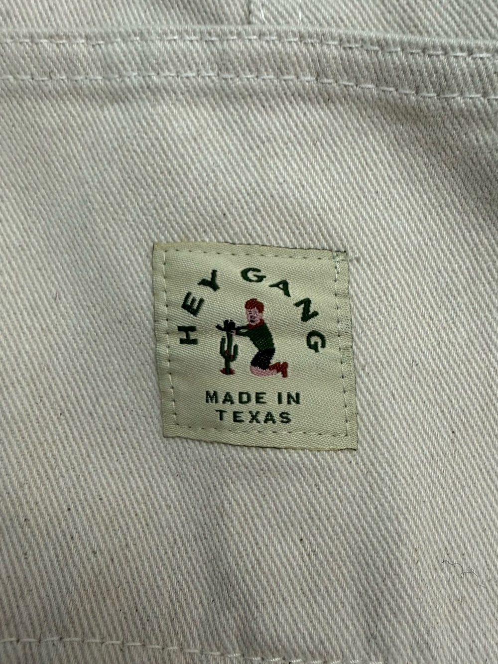 Hey Gang | Cream Canvas Knee Patch BIB Overalls | Natural Denim | Size 1 - Small - Picture 6 of 7